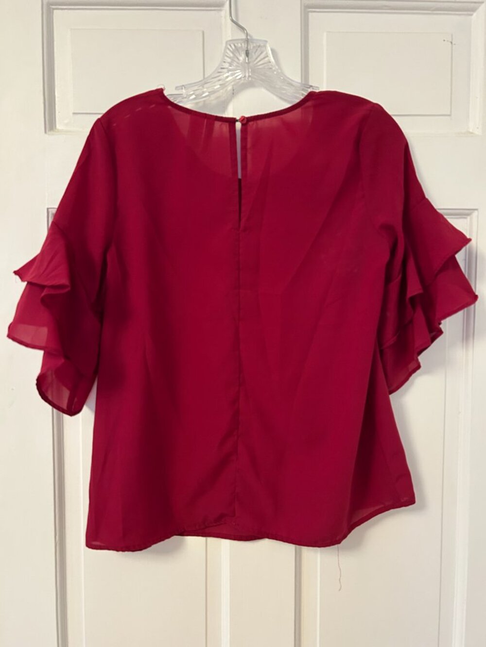 Japna Raspberry Blouse with Ruffle Sleeves Size Medium - Picture 3 of 3